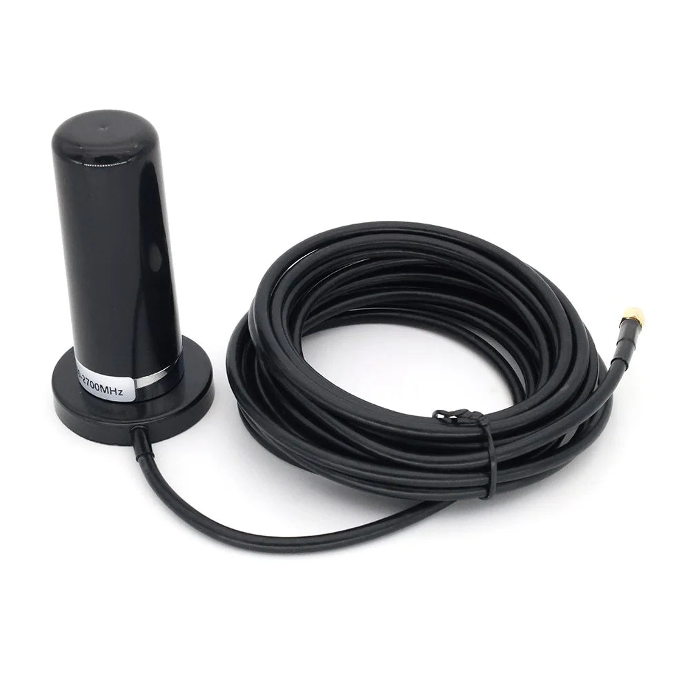 4G LTE 700-2700MHZ Small Steel Gun Antenna 5.5cm Strong Magnetic Base Large Sucker with 5m SMA-Male Extension Cable - 5