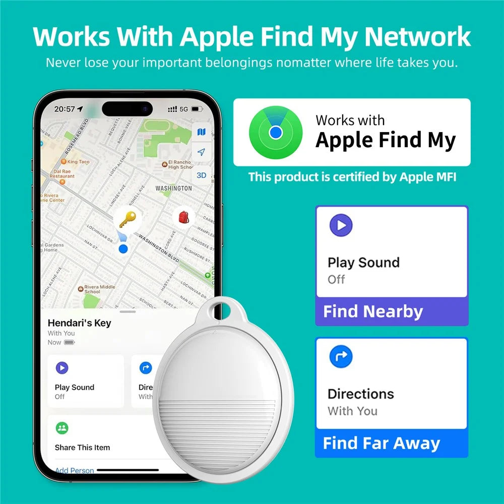F03 Smart Finder Bluetooth-compatible Luggage Tracker Key Smart Tag for iOS - White - 4