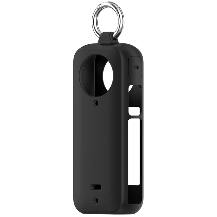 For Insta360 X4 Soft Silicone Case Action Camera Dustproof Protective Cover with Ring - Black - 3