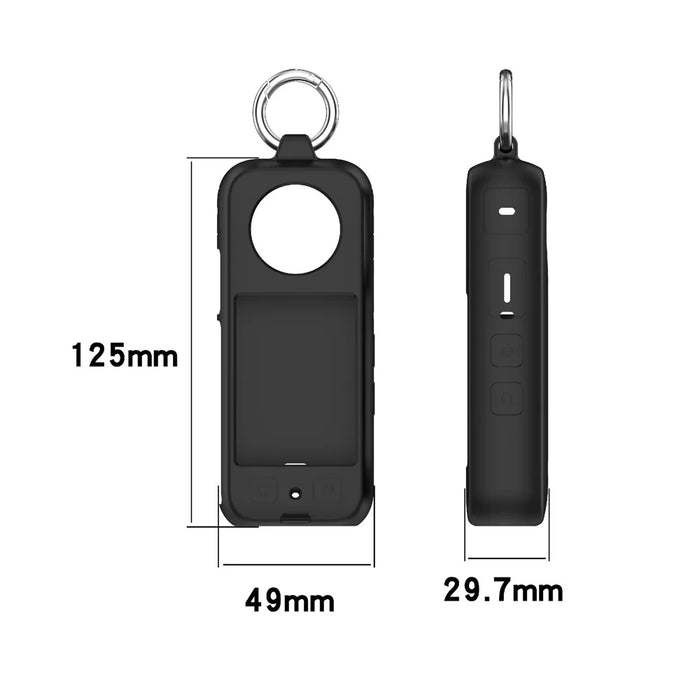 For Insta360 X4 Soft Silicone Case Action Camera Dustproof Protective Cover with Ring - Black - 7