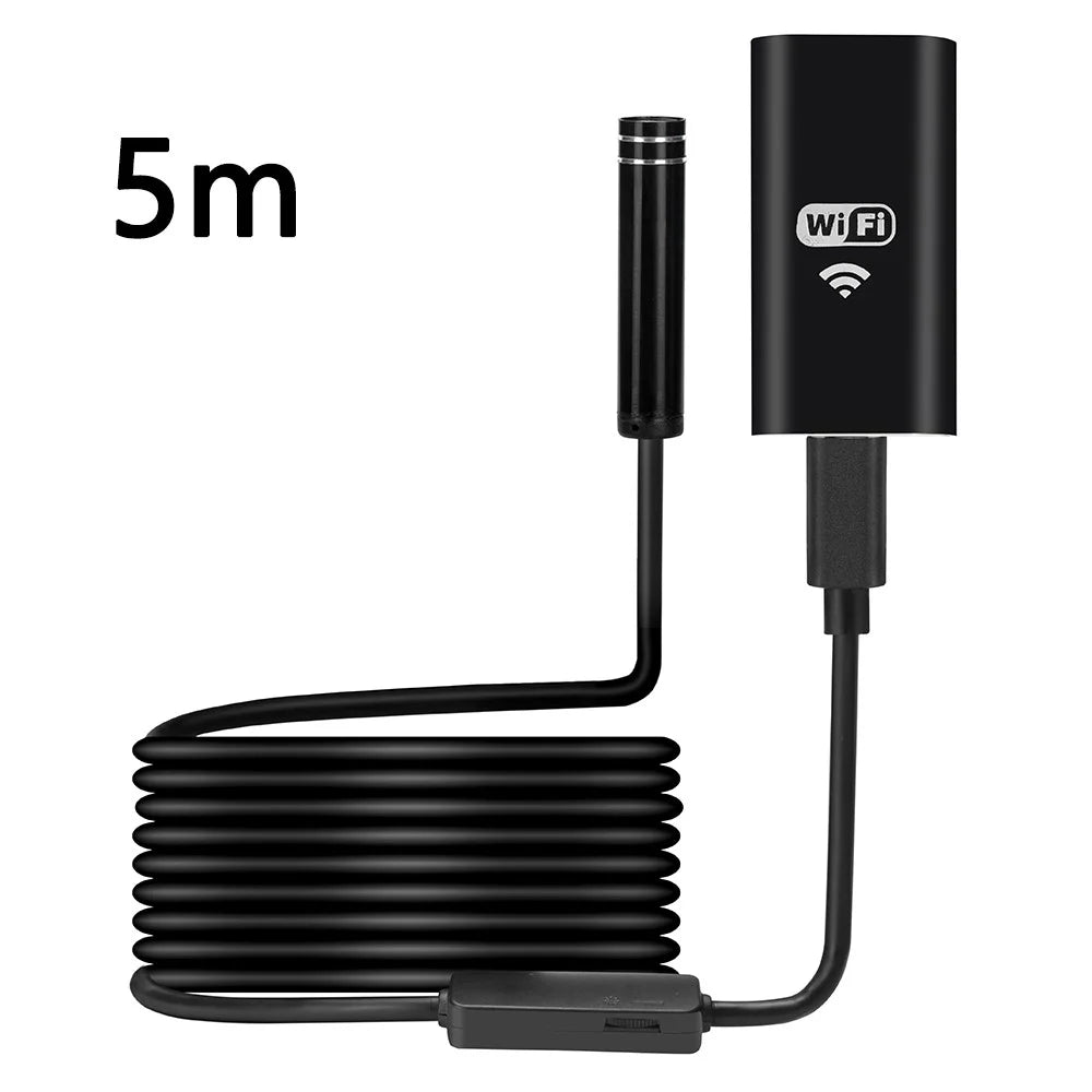 YPC100 5m Hard Wire Cell Phone Inspection Endoscope 8mm Camera Lens WiFi Borescope - 1