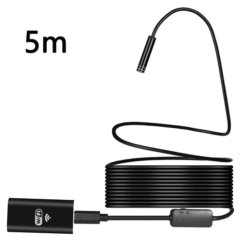 YPC100 5m Flexible Wire WiFi Borescope 8mm Camera Lens Cell Phone Inspection Endoscope - 1