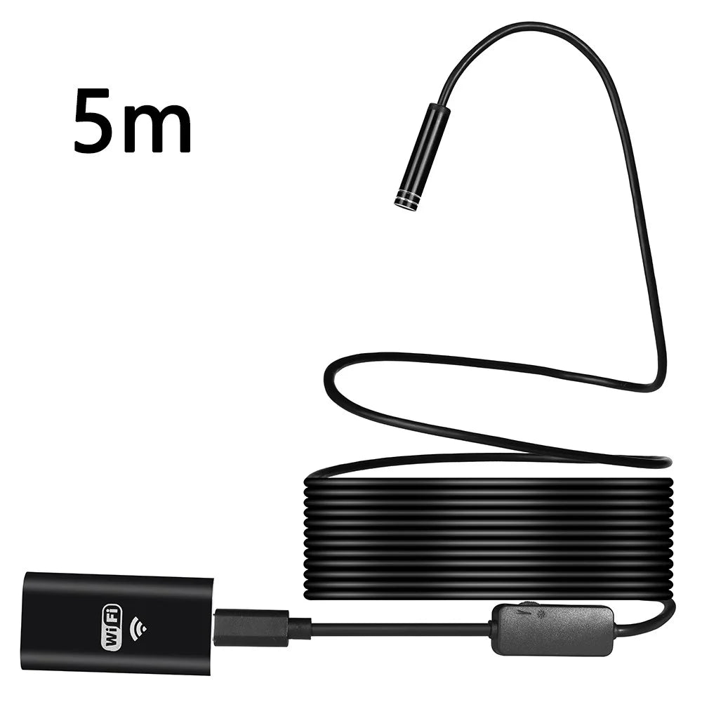 YPC100 5m Flexible Wire WiFi Borescope 8mm Camera Lens Cell Phone Inspection Endoscope - 1