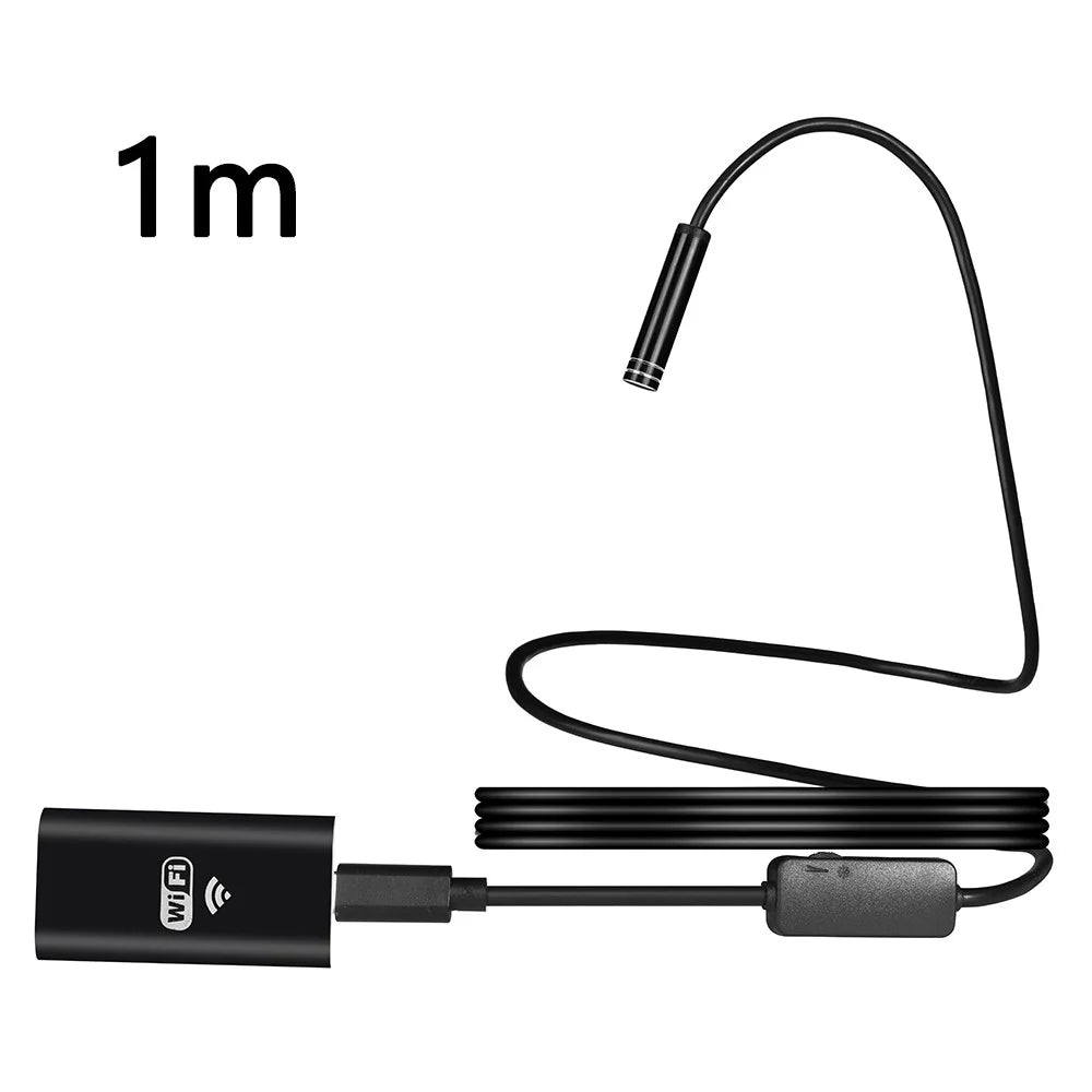 YPC100 1m Flexible Wire WiFi Borescope Camera with Light, 8mm Camera Lens Inspection Endoscope - 1