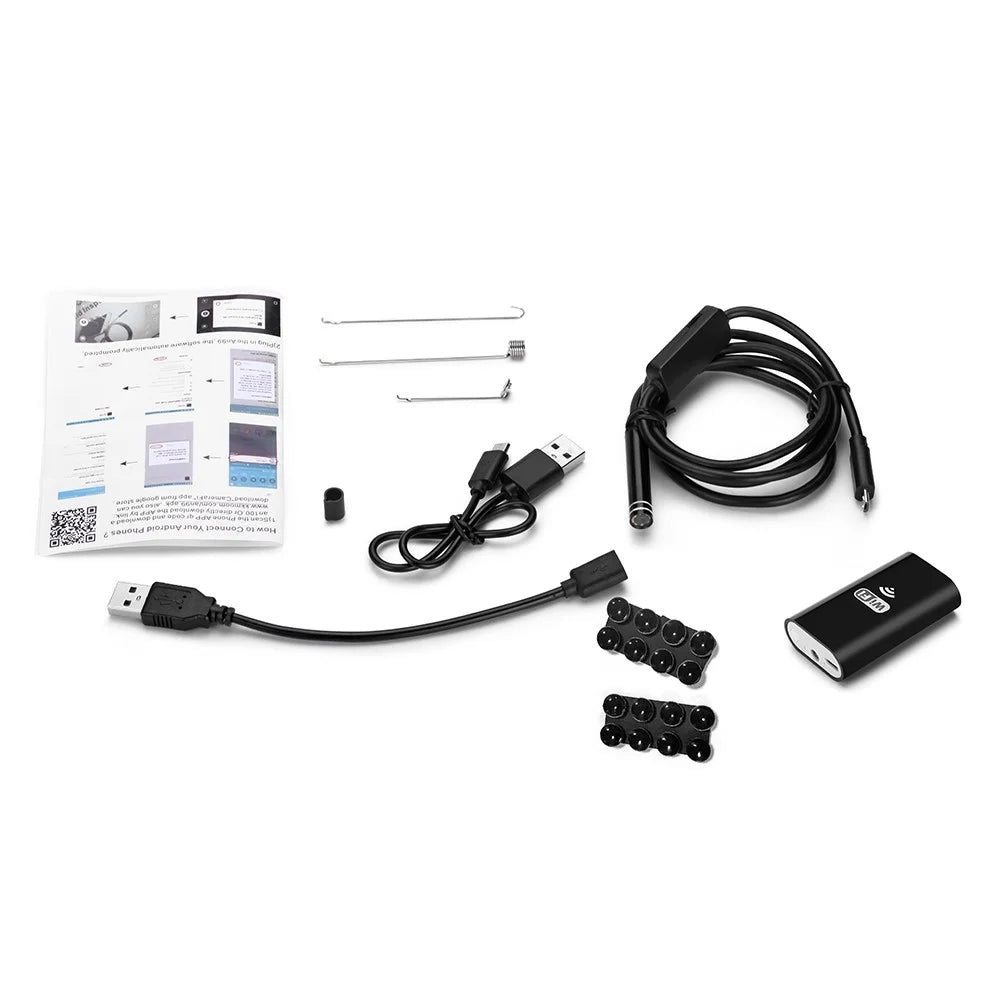 YPC100 1m Flexible Wire WiFi Borescope Camera with Light, 8mm Camera Lens Inspection Endoscope - 3