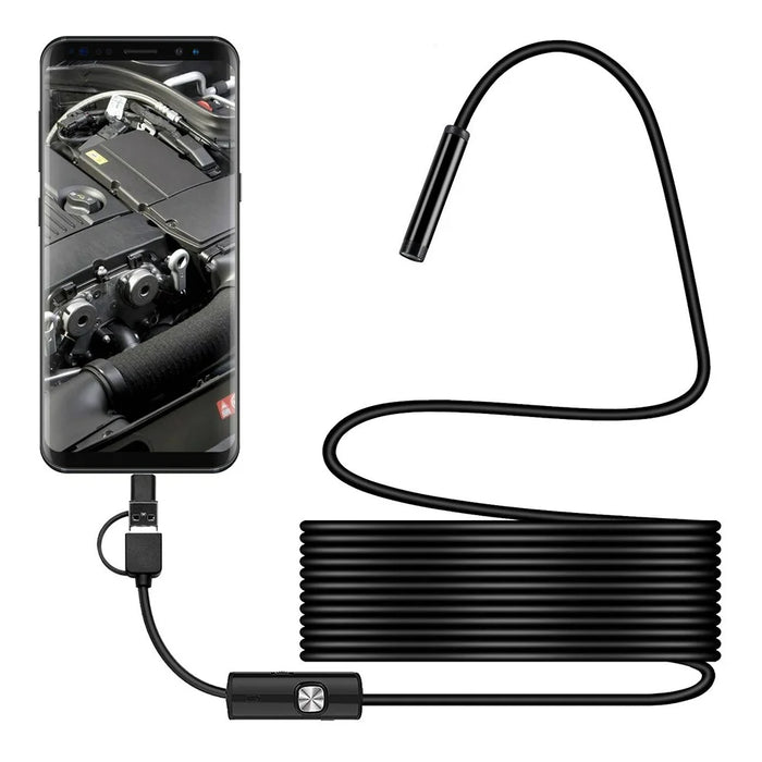 Y1002 1m Hard Wire 5.5mm Camera Lens Inspection Endoscope Type-C+USB+Android Phone Borescope - 2