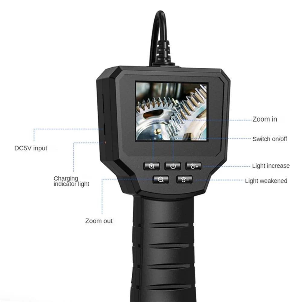128A 10m Hard Wire 8mm Camera Lens Industrial Borescope 2.4 inch Screen Inspection Endoscope - 7