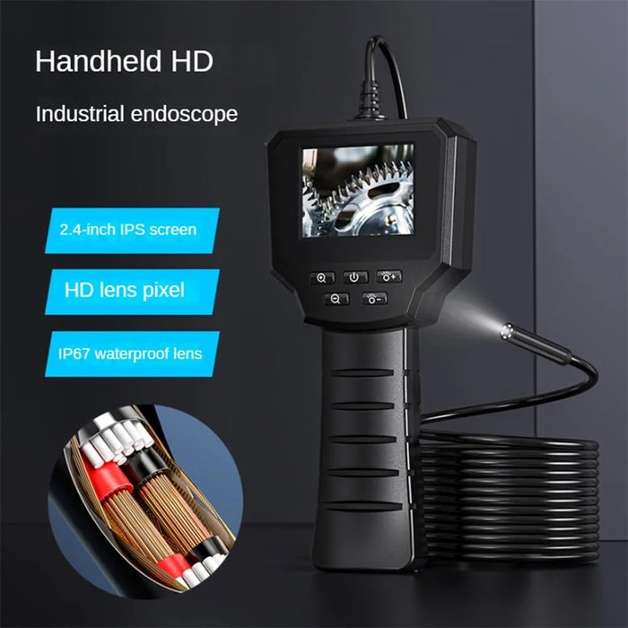 128A 3m Hard Wire 2.4 inch Screen Inspection Endoscope 8mm Camera Lens Industrial Borescope - 2
