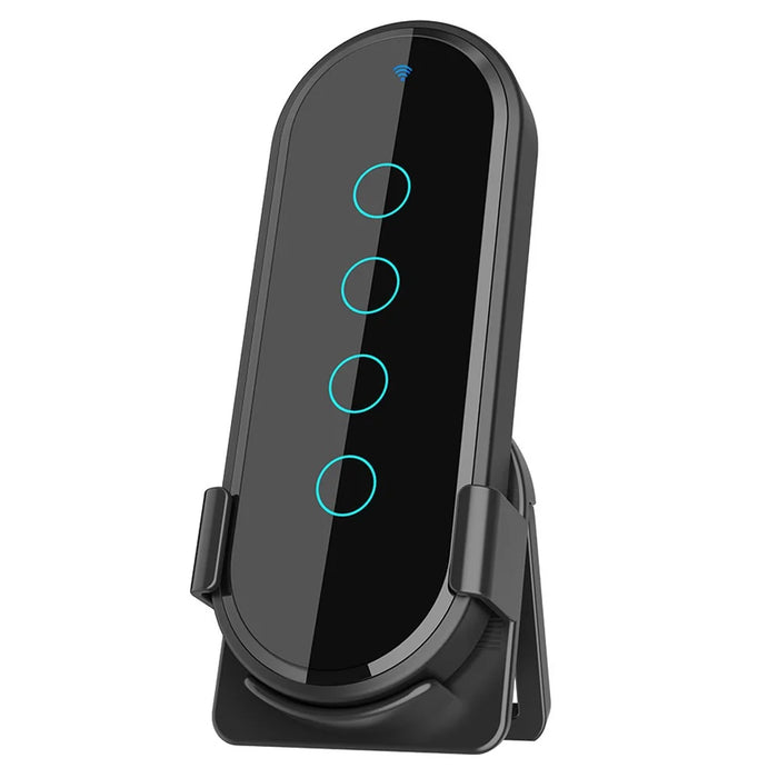 RF433 Remote Control Touch Switch 4 Gang 2.5D Tempered Glass Wireless Interruptor Switch - Black - 1