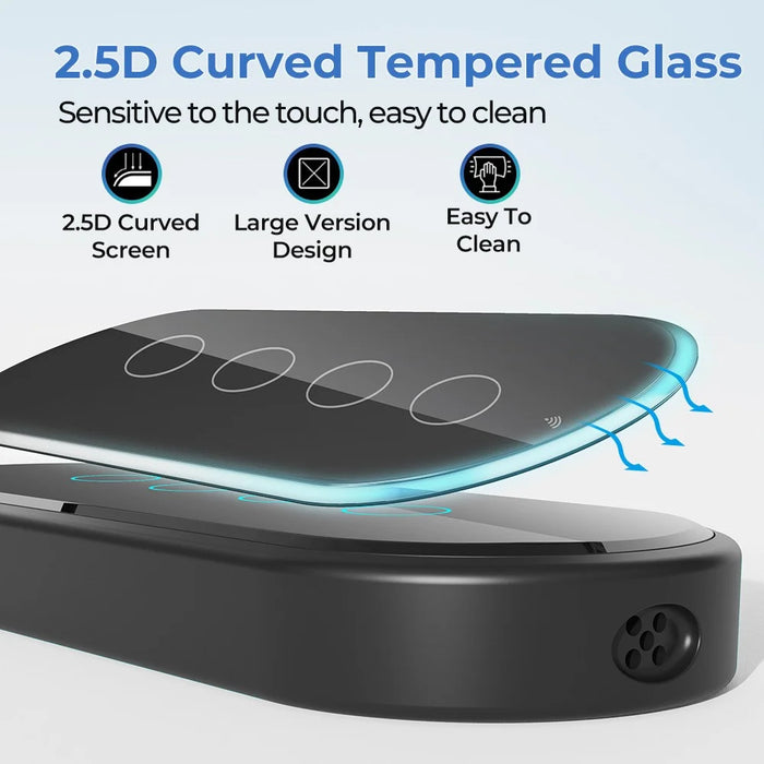 RF433 Remote Control Touch Switch 4 Gang 2.5D Tempered Glass Wireless Interruptor Switch - Black - 3