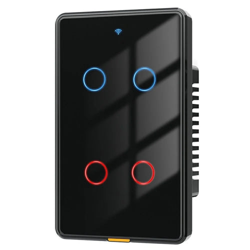 MG-KG101 WiFi+433 Dual Mode 4 Gang 10A Touch Smart Switch Tuya APP Voice Control Wall Light Switch, US Plug / Black - 1