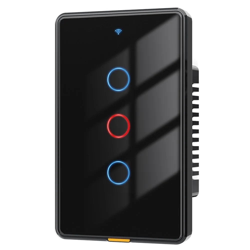 MG-KG101 WiFi+433 Dual Mode 3 Gang 10A Touch Smart Switch Tuya APP Voice Control Wall Light Switch, US Plug / Black - 1