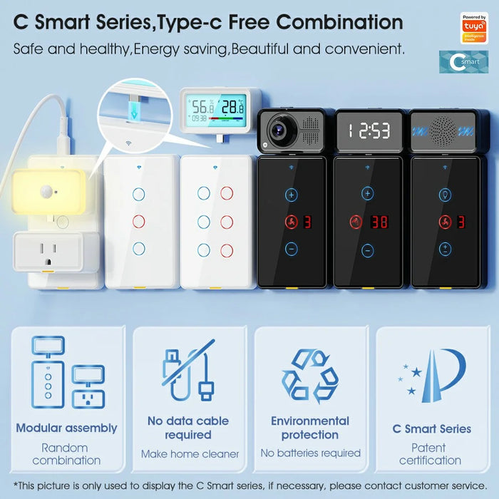 MG-KG101 WiFi+433 Dual Mode 3 Gang 10A Touch Smart Switch Tuya APP Voice Control Wall Light Switch, US Plug / White - 2