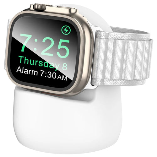 AHASTYLE PT195 For Apple Watch Ultra / Ultra 2 49mm Silicone Watch Charger Stand Desktop Holder - White - 1