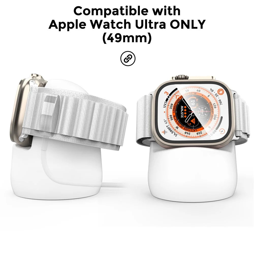 AHASTYLE PT195 For Apple Watch Ultra / Ultra 2 49mm Silicone Watch Charger Stand Desktop Holder - White - 2