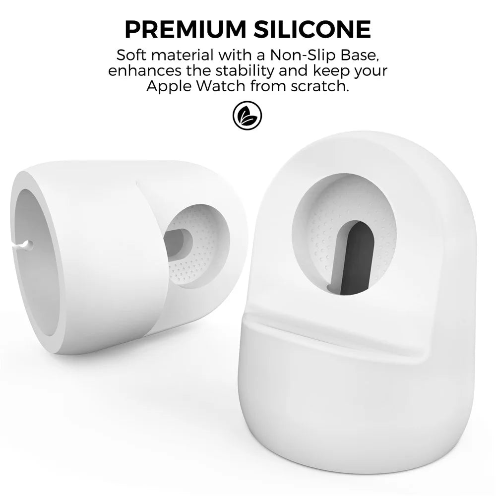 AHASTYLE PT195 For Apple Watch Ultra / Ultra 2 49mm Silicone Watch Charger Stand Desktop Holder - White - 3