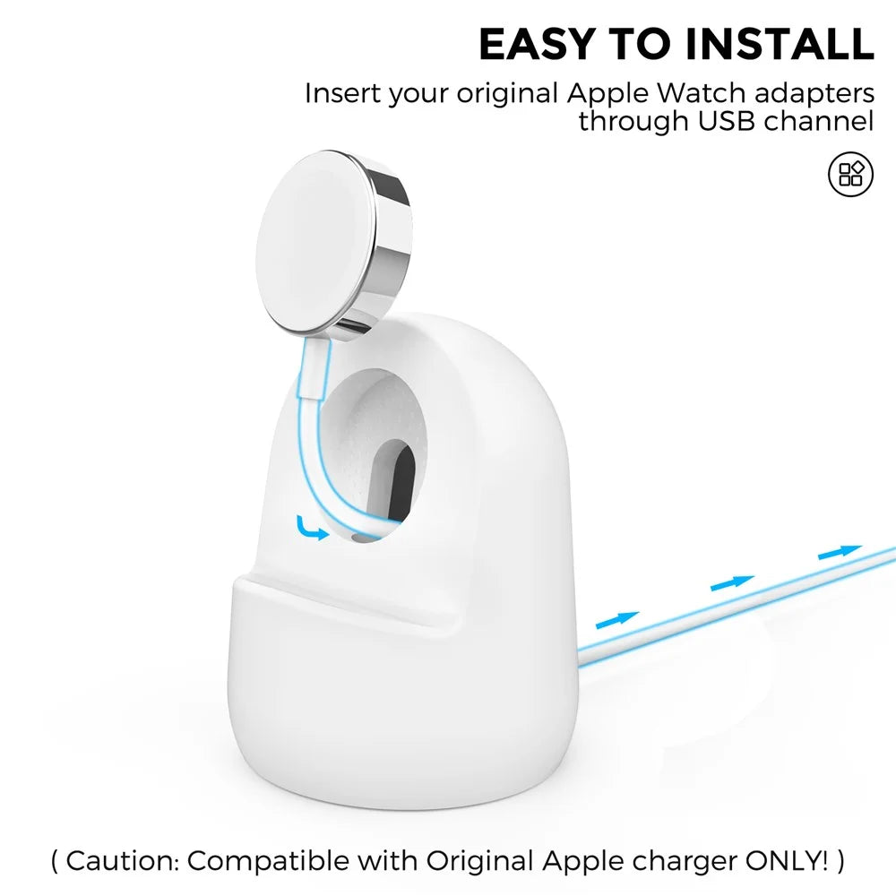 AHASTYLE PT195 For Apple Watch Ultra / Ultra 2 49mm Silicone Watch Charger Stand Desktop Holder - White - 4