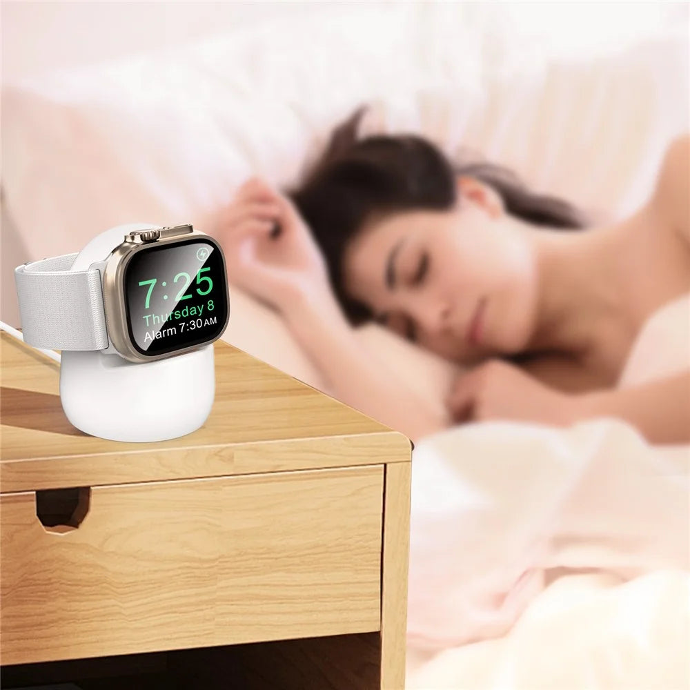 AHASTYLE PT195 For Apple Watch Ultra / Ultra 2 49mm Silicone Watch Charger Stand Desktop Holder - White - 5