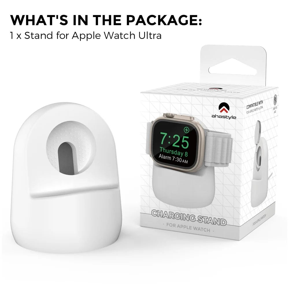 AHASTYLE PT195 For Apple Watch Ultra / Ultra 2 49mm Silicone Watch Charger Stand Desktop Holder - White - 7