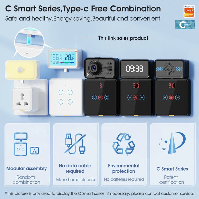 MG-WSD100 Humidity Sensor with Backlit Tuya Smart Home WiFi + Bluetooth-compatible Electronic Thermometer - Black - 4