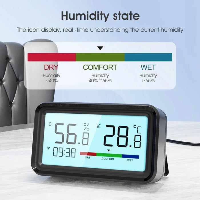 MG-WSD100 Humidity Sensor with Backlit Tuya Smart Home WiFi + Bluetooth-compatible Electronic Thermometer - Black - 5