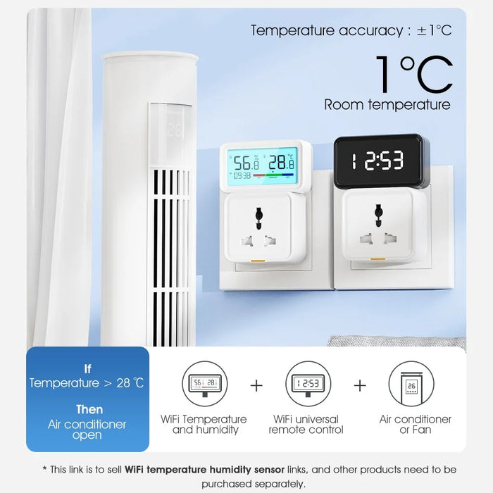 MG-WSD100 Humidity Sensor with Backlit Tuya Smart Home WiFi + Bluetooth-compatible Electronic Thermometer - Black - 7