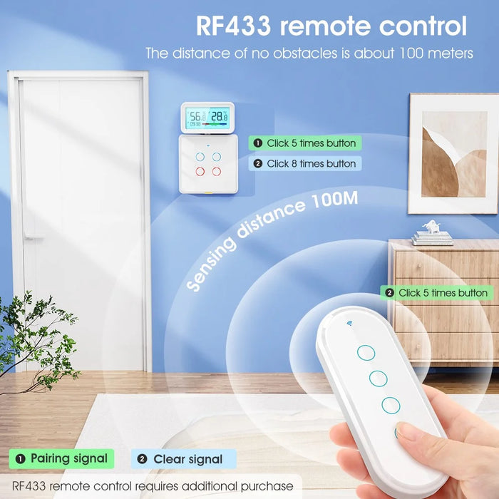 MG-KG110 4 Gang WiFi+433 Dual Mode Touch Smart Switch Tuya APP Voice Control Wall Light Switch, EU Plug  /  White - 3