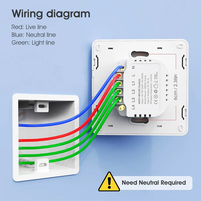 MG-KG110 2 Gang WiFi+433 Dual Mode Touch Smart Switch Tuya APP Voice Control Wall Light Switch, EU Plug  /  White - 3