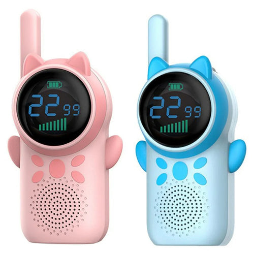 D25 1 Pair 1.5-inch Color Screen Children Walkie Talkies 3km Range Handheld Radio Interphone - Pink+Blue - 1