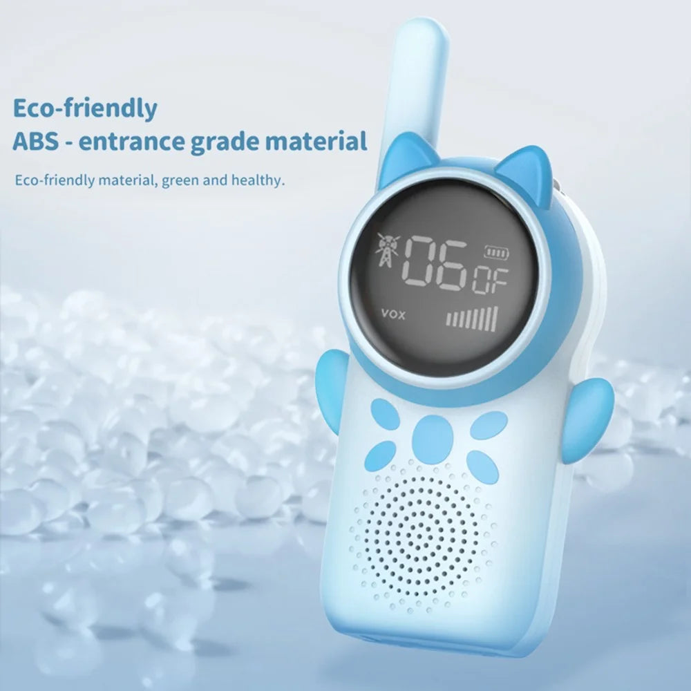 D25 Children Walkie Talkies 1.5-inch Color Screen 3km Range Kids Handheld Radio Interphone - Blue - 3