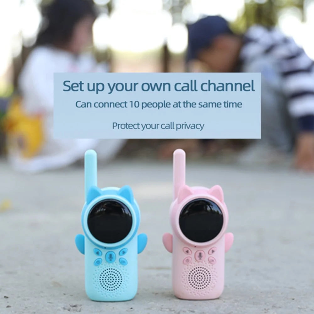 D25 Children Walkie Talkies 1.5-inch Color Screen 3km Range Kids Handheld Radio Interphone - Blue - 6