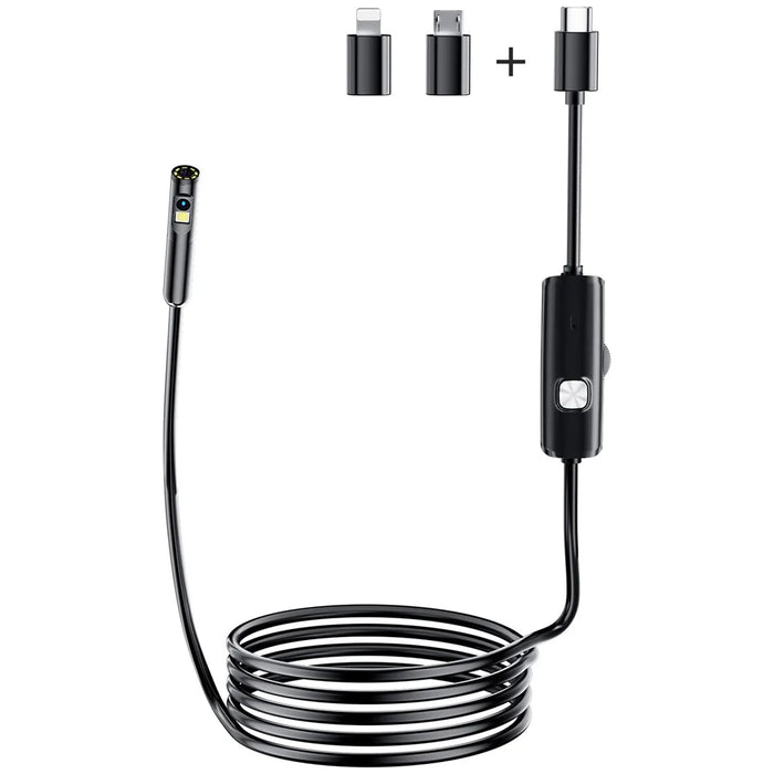 AN112 5m Hard Wire 3.0MP HD Endoscope 8mm Dual Lens Industrial Inspection Camera for Apple / Android Phone - 1