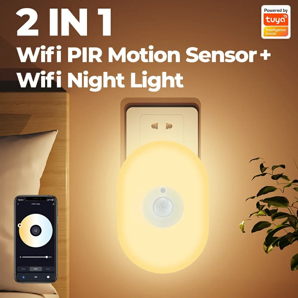 TM-YD001W WiFi Night Light Tuya App Voice Control Smart Home Infrared Human Body Sensing Night Lamp - US Plug - 4