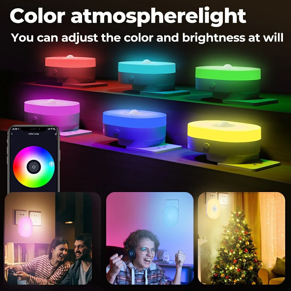 TM-YD001W WiFi Night Light Tuya App Voice Control Smart Home Infrared Human Body Sensing Night Lamp - US Plug - 6
