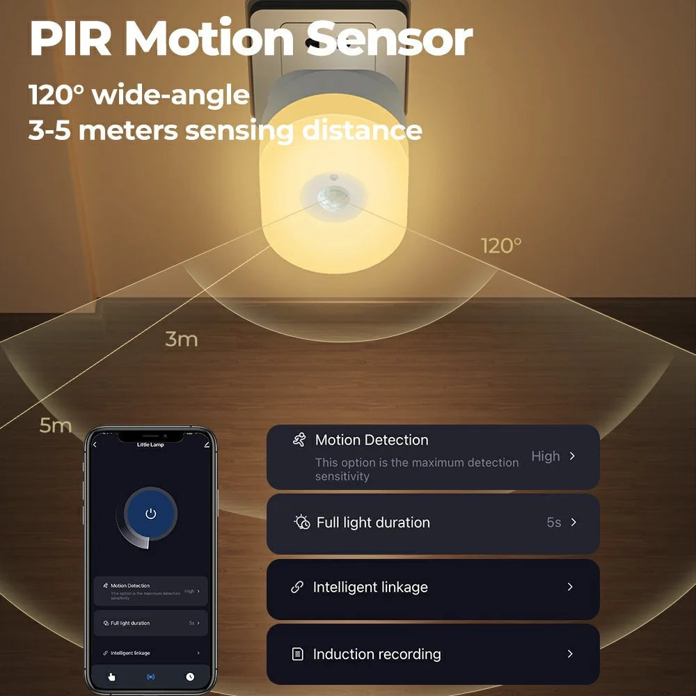 TM-YD001W WiFi Night Light Tuya App Voice Control Smart Home Infrared Human Body Sensing Night Lamp - US Plug - 7