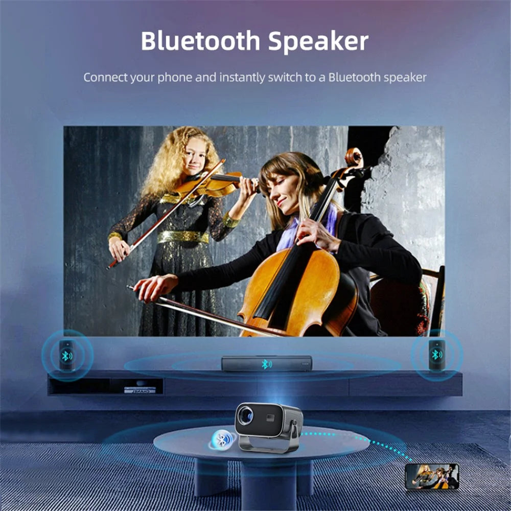 P19 Portable Projector 720P HD Video Android 13 WiFi Bluetooth-compatible Home Theater Office LED Projector - US Plug - 5