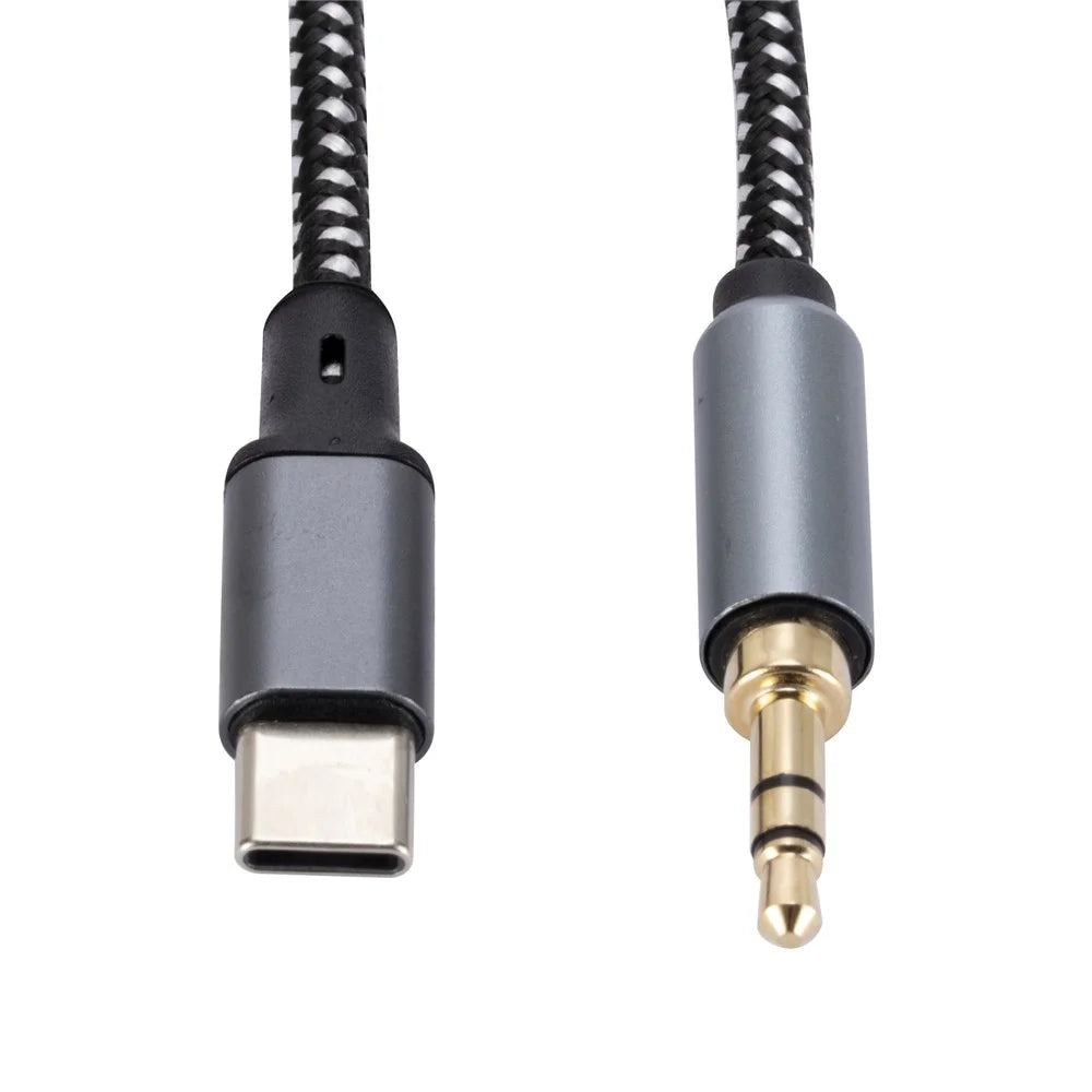 1.5m USB-C Male to 3.5mm Male Audio Adapter Cable Braided Headphone Car Stereo Connection Cord - 4