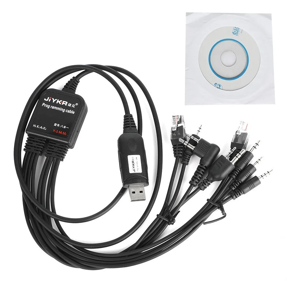 JIYKR Walkie Talkie 8 in 1 USB Programming Cable for Kenwood / Baofeng / Motorola / Yaesu / Icom Radio DIY Accessories - 1