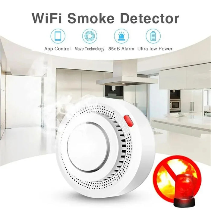 WiFi Smart Smoke Detector Tuya App Controlled Smoke Sensor Alarm Device - 3
