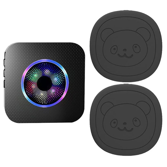 N65Q-2T1 Wireless Door Bell Elderly Care Flashing Adjustable Volume Home Doorbell, 2 Transmitter+1 Receiver - US Plug / Black - 1