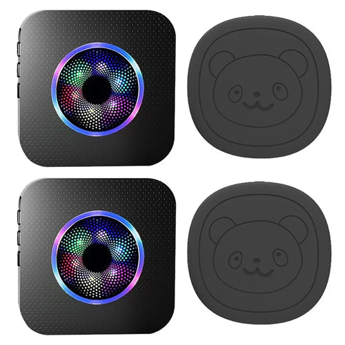 N65Q-2T2 Cute Cartoon Wireless Door Bell 55 Ringtones Flashing Home Doorbell, 2 Transmitter+2 Receiver - US Plug / Black - 1