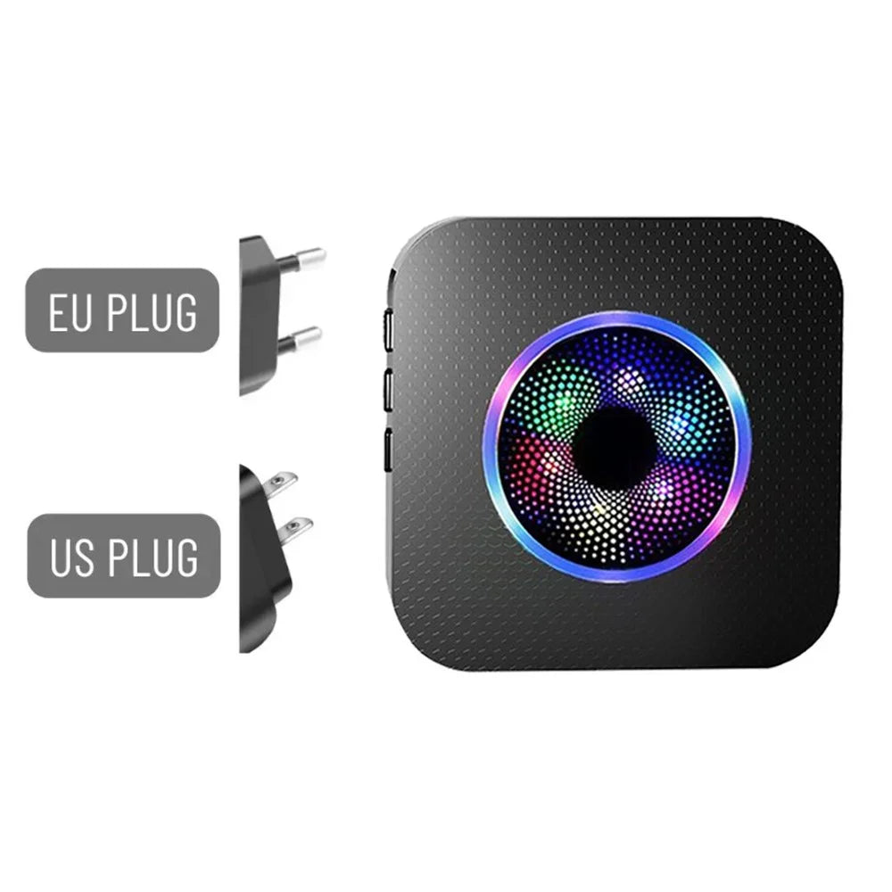 N65Q-1T1 Wireless Door Bell Home Elderly Care Flashing Adjustable Volume Doorbell, 1 Transmitter+1 Receiver - US Plug / Black - 2