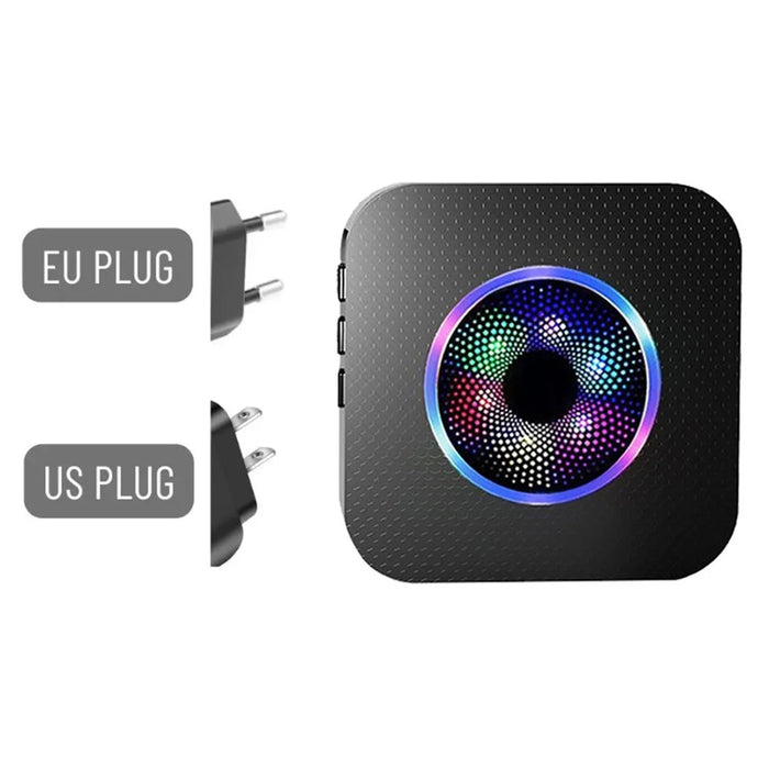 N65-2T1 Wireless Door Bell Colorful Light Flashing 55 Ringtones Home Doorbell, 2 Transmitter+1 Receiver - US Plug / Black - 2