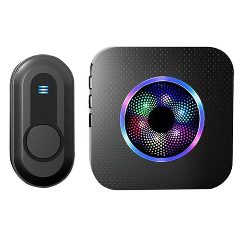 N65-1T1 Wireless Door Bell Colorful Light Flashing Adjustable Volume Home Doorbell, 1 Transmitter+1 Receiver - US Plug / Black - 1