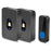 N20K-1T2 Waterproof 55 Ringtones Wireless Home Door Bell with LED Light, 1 Transmitter+2 Receiver - US Plug / Black - 1