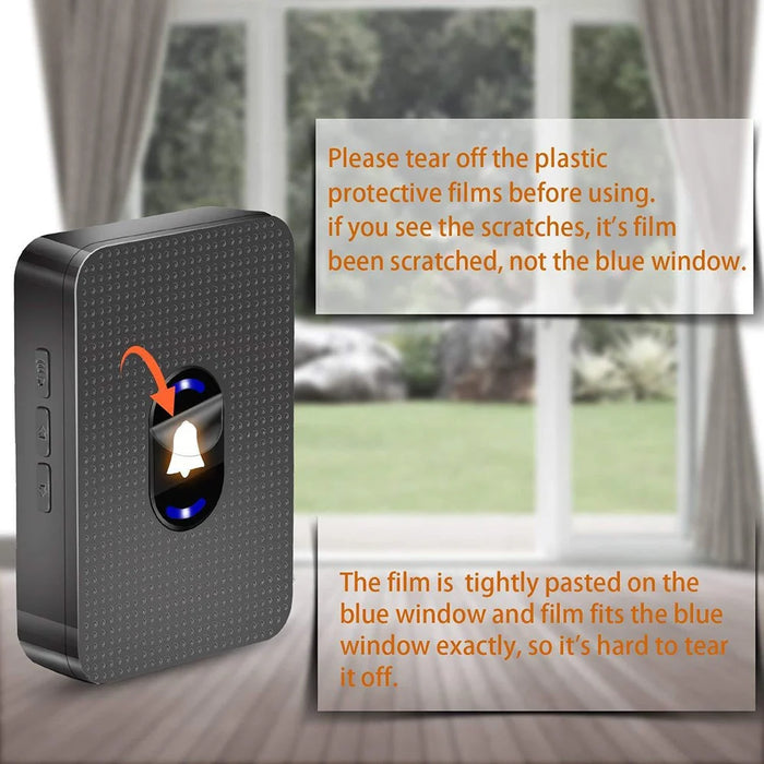 N20K-1T2 Waterproof 55 Ringtones Wireless Home Door Bell with LED Light, 1 Transmitter+2 Receiver - US Plug / Black - 3