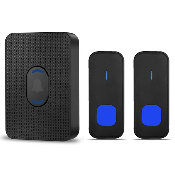 N20K-2T1 Waterproof Home Doorbell 55 Ringtones Wireless Door Bell with LED Light, 2 Transmitter+1 Receiver - US Plug / Black - 1