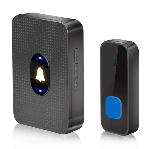 N20K-1T1 Waterproof LED Light Doorbell 55 Ringtones Wireless Home Door Bell, 1 Transmitter+1 Receiver - US Plug / Black - 1