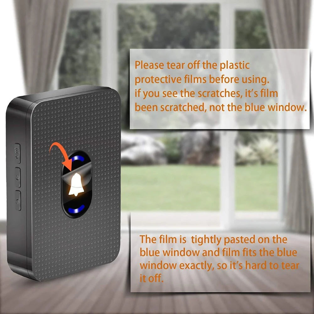 N20K-1T1 Waterproof LED Light Doorbell 55 Ringtones Wireless Home Door Bell, 1 Transmitter+1 Receiver - US Plug / Black - 3