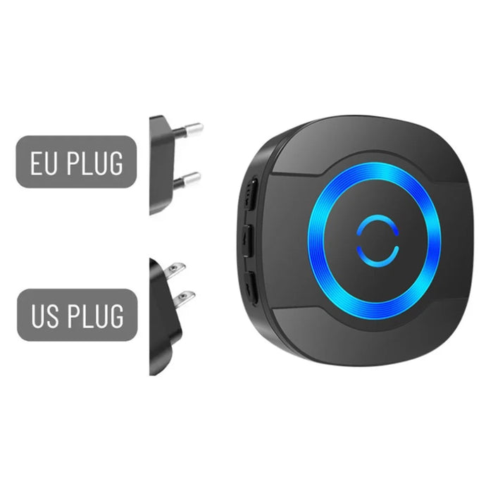N92A-1T2 Home Doorbell Adjustable Volume Flashing Light Wireless Door Bell, 1 Transmitter+2 Receiver - US Plug / Black - 2